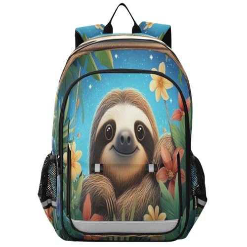 Sac à dos ordinateur portable lycée style paresseux fleur de jungle