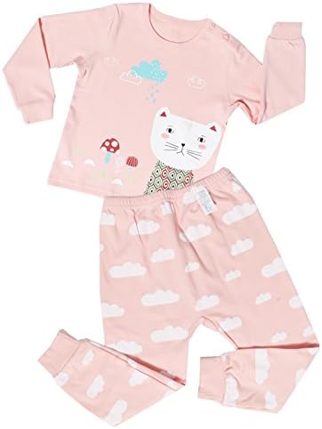 UniFriend Premium 100% Cotton Baby and Little Girls' 2 Piece Cotton Pajama 6M~8Y
