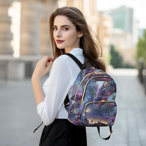 Image of ALAZA Dragon Planet Magic Fantasy Small Backpack Purse for Women Travel Bag Fashion Daypack Back Pack Shoulder Bag