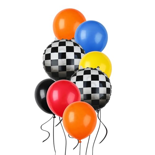 Hot Car Balloon Bundle 20 Pcs Checkered Balloons Latex Balloon Orange