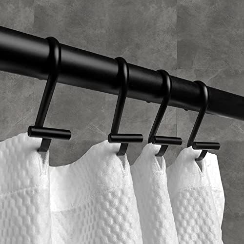 Baoswi 14 Pack Metal Shower Curtain Hooks,Rust Proof Shower Curtain Rings for Bathroom,T-Bar Decorative Shower Curtain Hooks for Shower Rod
