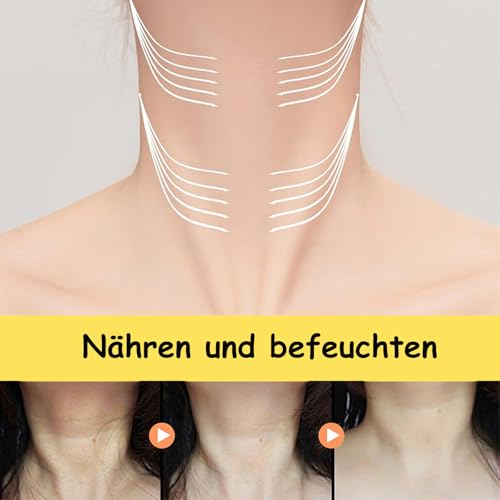 AH-8 Neck Firming Cream mit Roller, Hals & Dekolleté Straffend Creme mit Hexapeptid, Tighten and Lift Neck Cream zur Hautstraffung, Halscreme Gegen Falten für eine glatte und gefestigte Haut