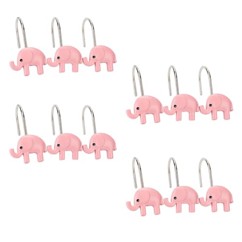YRMLYMOPO Cute Shower Curtain Hooks,Elephant Shower Rust Proof Shower Curtain Hooks Curtain Hooks,Animal Shower Curtain Elephant Decor Shower Curtains Hooks 12pcs Shower Hooks for Shower Curtain