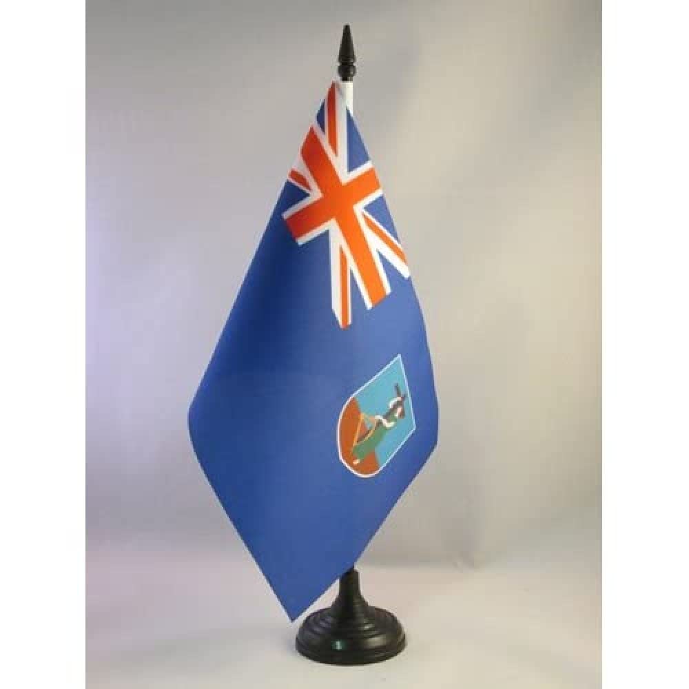 Montserrat Table Flag 5'' x 8'' - Montserratian - English Desk Flag 21 x 14 cm - Black plastic stick and base - AZ FLAG