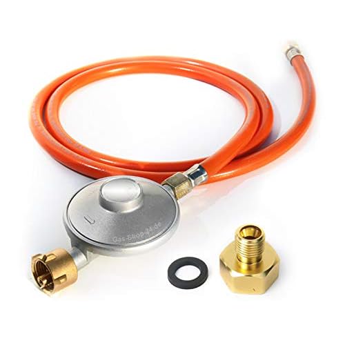 Anschluss-Set bestehend aus Druckminderer 50 mbar Gasschlauch 150 cm + Übergang 1/2" x 1/4" / Gas Regler (für z.B. Gaskocher, Gasherd, Hockerkocher, Campingkocher)