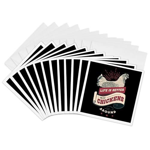 Lot de 12 cartes de vœux avec poulet autour des animaux de la ferme