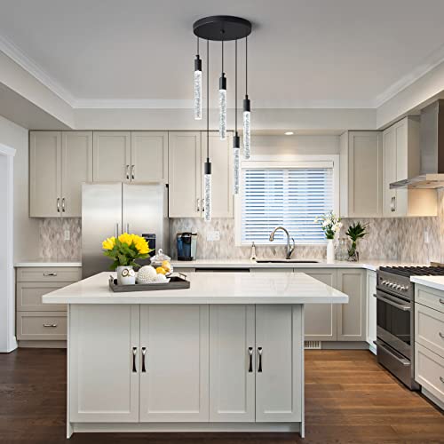 Zhllmq Modern Light Fixture Kitchen Island Pendant Light Dimmable Led Black Mini Pendant Lighting Dinning Room Living Room Kitchen Black Pendant Lights（5-Light）… #TOP2