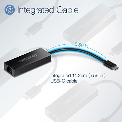 TRENDnet USB-C 3.1 to RJ-45 2.5 Gigabit LAN Ethernet, TUC-ET2G, Cable Adapter for MacBook, Chromebook, Windows 10, 8.1, Mac OS