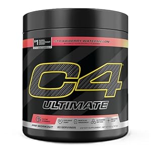 Cellucor C4 Ultimate Pre Workout Powder Strawberry Watermelon – Sugar Free Preworkout Energy Supplement for Men & Women – 300mg Caffeine + 3.2g Beta Alanine + 2 Patented Creatines – 20 Servings