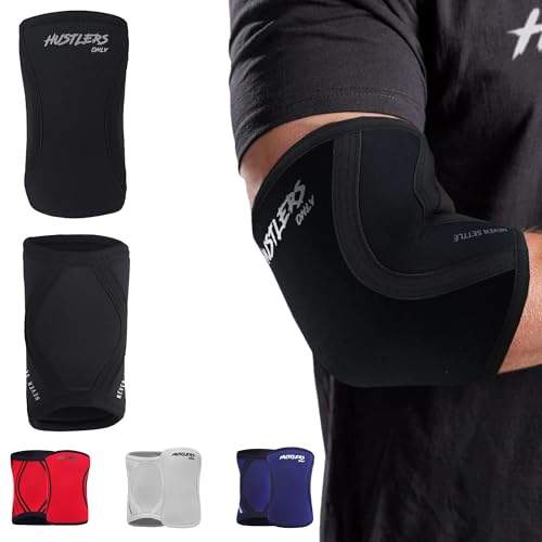 Manches Coudières Hustlers Only – Néoprène 5mm Compression – Support Coude Haltérophilie