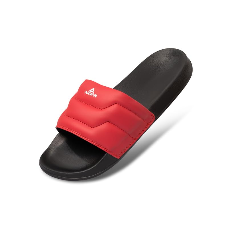 Image of ARVAN Mens Padded Strap EVA Sliders | Lightweight Slip-On Slippers with Cushioned Sole | Casual Open-Toe Slides