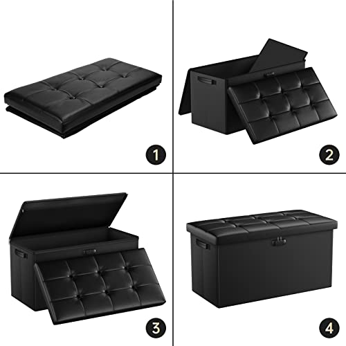 ENGPOW Storage Ottoman Bench,Fireproof Folding Bench with Lock,30 Inches Fire＆Water Resistant Storage Chest Foot Rest Stool Leather Bedroom Bench with Storage Safe for Document,Valuables,Black by ENGPOW - Used condition - Image 9