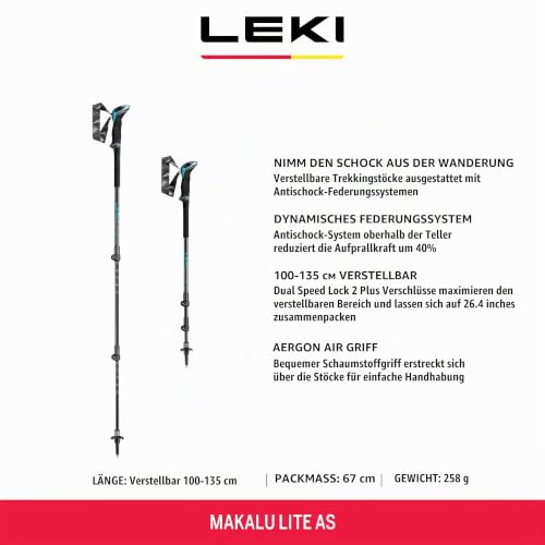 Leki Makalu Lite AS Länge 100-135 cm black - dark anthracite - petrol