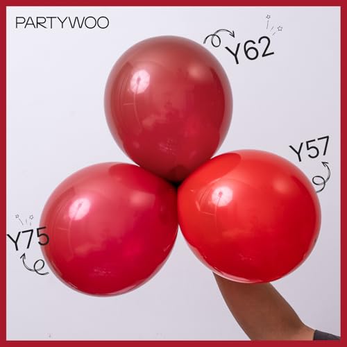 PartyWoo Red Balloons 100pcs 12 Inch Red Helium Balloons for Birthday Graduation Bachelorette Citizenship Firefighter Strawberry Anniversary Cherry Casino Movie Theme Party Decorations Red-Y57 - Thumbnail 5