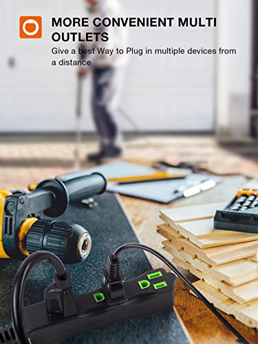 Addlon 25 Feet Extension Cord With 3-Outlet Power Strip, Black, 3 Prong, 16 Gauge, Perfect For Indoor Home, Office Or Kitchen, Ideal For Outdoor Lighting, Etl Listed #TOP4