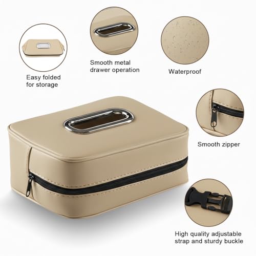 Image of STHIRA Car Headrest Tissue Paper Box Headrest Mount PU Zipper Tissue Paper Holder Dispenser Case for Napkin Wipes Car Tissue Box Car Upholstery 19x13x6cm