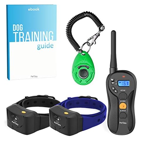 PetSpy P620 Dog Training Shock Collar for Dogs with Vibration, Electric Shock, Beep; Rechargeable and Waterproof Remote Trainer E-Collar - 10-140 lbs (Two Dogs - Bundle) Cover