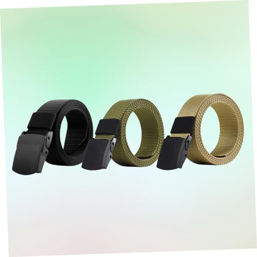 NOLITOY 3Pcs Quick Dry Canvas Belt Breathable Outdoor Style with Comfortable Plastic Buckle for Sports and Daily Wear Includes Green Khaki and Black3