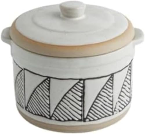 AOBOPO 粗陶器蒸し碗 蓋付き 400ml|釉下彩手描和風デザイン!滑り止め & ハンドル付き 耐熱耐用 茶碗蒸し・スープ・デザート用 家庭・オフィス・レストラン多場面対応