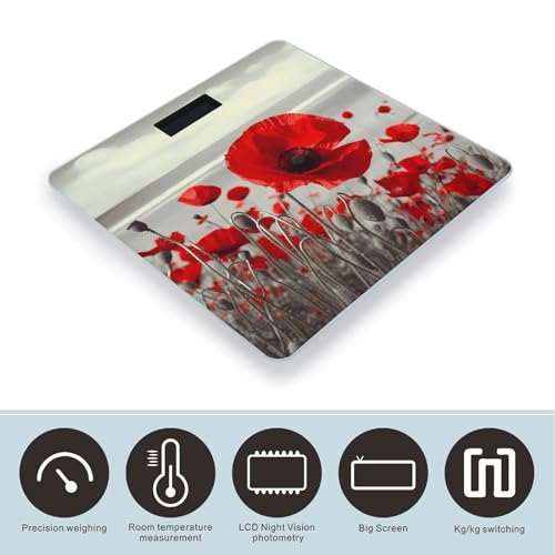 Báscula digital de baño con diseño floral y pantalla grande miniatura 3