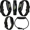 Fitbit Inspire 3 Health & Fitness Activity Tracker (Black) with Workout Intensity, Sleep Tracking, Heart Rate, S & L Bands, 3.3foot Charging Cable, Wall Adapter, Screen Protectors & PremGear Cloth