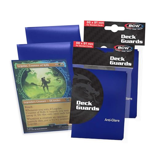 BCW Deck Guard - Double Matte Blue Card Sleeves | Acid-Free, Archival-Safe, No PVC | Anti-Glare Matte Finish | Fits Standard 2½