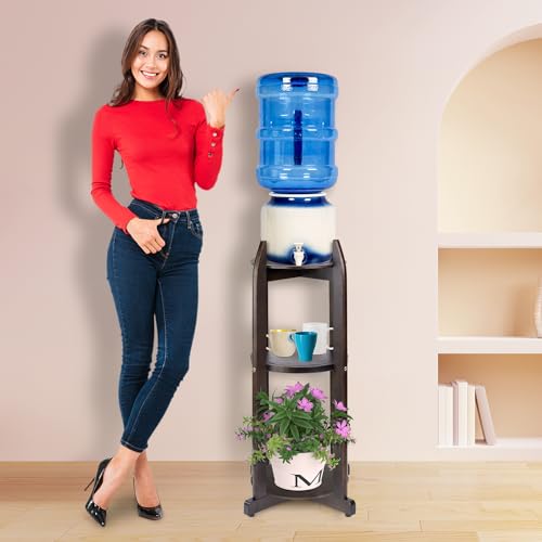 BETSEO Natural Solid Wood Water Dispenser Floor Stand (32.8" Hight-11.2" Wide) Drink Dispenser Floor Stand with 3 Round Shelfs Included for 1-5 Gallon Water Bottles/Crocks, Water Jug (Walnut Color) by BETSEO - Image 8