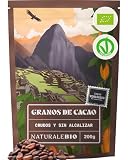 NaturaleBio Granos de Cacao Crudo Ecológico 200g. Bio, Natural y Puro. Cultivado en Perú a Partir de la Planta Theobroma Cacao.