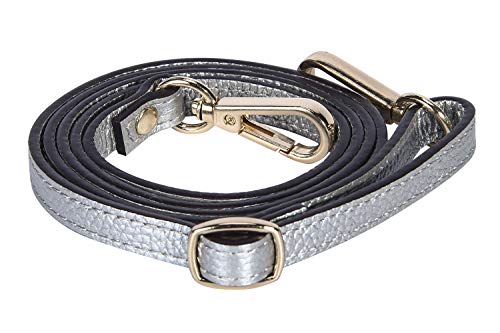 VanEnjoy Full Grain Leather Adjustable Replacement Crossbody Strap, 26-51 inch Long (Width 0.47inch,Silver) by VanEnjoy - Used condition - US$7.00