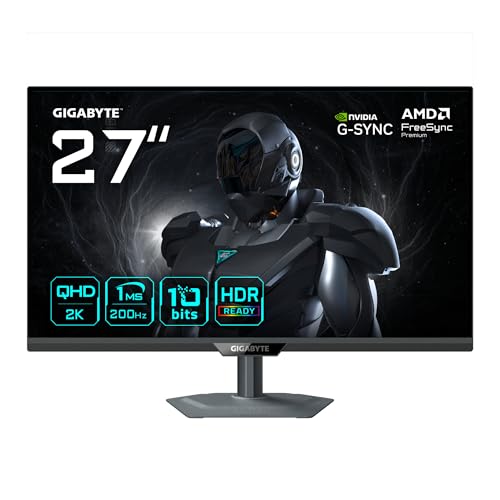 GIGABYTE G27Q2 Monitor Gaming 27” 2K QHD - 2560 x 1440, 200Hz, 1ms, 350 CD/m², Compatible con G-Sync, FreeSync Premium, HDR10, HDMI 2.0, DisplayPort 1.4