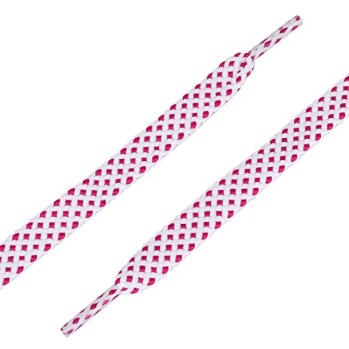 Lacets plats creux à pois double couche bicolores fuchsia pour baskets - 4
