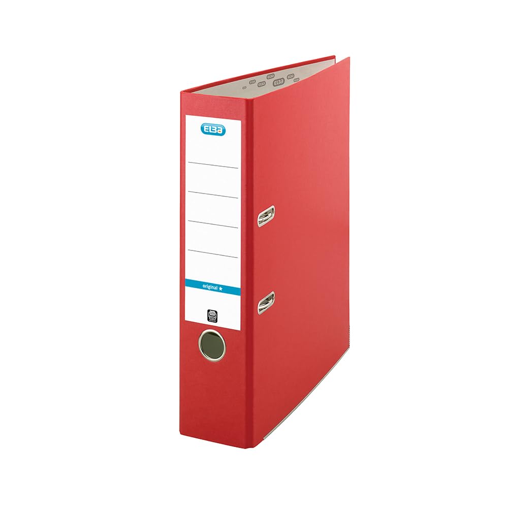 Elba A4 Lever Arch File, 570 Sheet Capacity, 80mm Spine, Strong Paperboard, Single Pack, Red – Durable Office, School & Home Filing Organiser