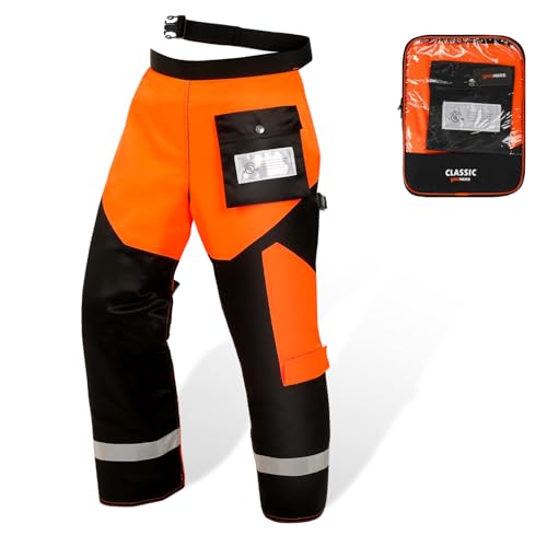 [YARDMARIS] チェンソー防護用ズボン チャップス チェーンソー 保護ズボン 保護具 作業用 切断防止 6層防護素材 ウエスト調整可能 オックスフォード生地 ケガ防止 エプロン型 ポケット付きUL認証済み 林業 防護服 オレゴン