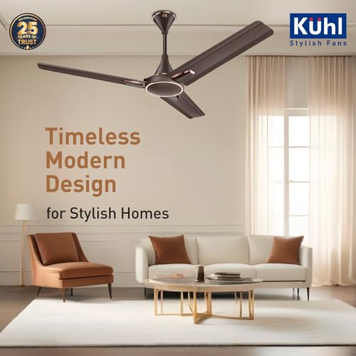 Image of KUHL Prima A1-DUO 1200mm BEE 5-Star BLDC Ceiling Fan | 29W Energy Saving (Up to 65%) | High Airflow & Low Noise | Remote as well as Regulator Operated | 5 Year Motor Warranty | ISI Marked (Espresso)