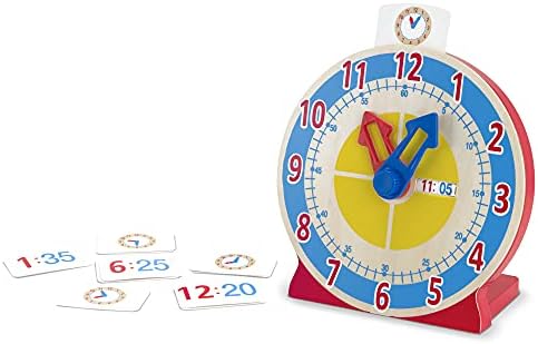 Melissa & Doug Turn & Tell Wooden Clock - Educational Toy With 12+ Reversible Time Cards