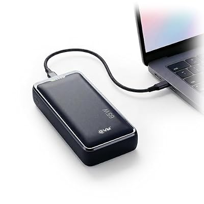 EVM Enlap Pro 30000mAh Laptop Power Bank | 65W PD Fast Charging | USB C Type-C Input Output | Dual Output for Laptop & Mobile | Portable Travel Charger | 2 Year Warranty (P0402-Misty Black)