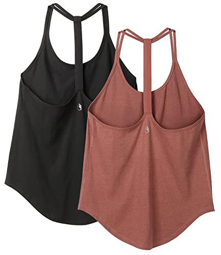 icyzone Workout Tank Tops for Women - Athletic Yoga Tops, T-Back Running Tank Top