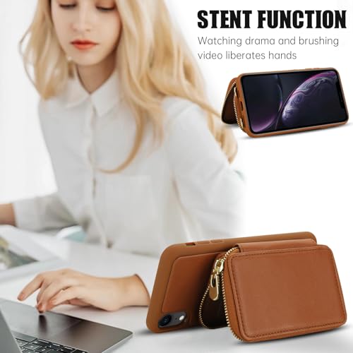 Phone Case for iPhone XR 6.1 Wallet Cell Cover with Tempered Glass Screen Protector Crossbody Strap RFID Blocking Card Holder iPhoneXR iPhone10R i Phonex 10XR 10R RX CR iPhoneXRcases Women Men Brown by Asuwish - Used condition - Image 6