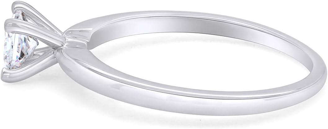 Jewel Zone US Princess Cut White Cubic Zirconia Anniversary Solitaire Ring in 14k Gold Over Sterling Silver (0.75 Carat)