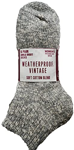 Weatherproof Legwear Women's Ankle Boot Socks Soft Cotton Blend, Black Gray Olive Red, 6 Pairs, 9.5, (1533562)2