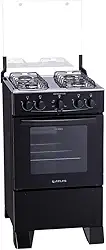 Fogão Atlas 4 bocas preto com forno limpa fácil Coliseum Plus - Forno 50l