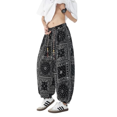 Tripleberly Harem Pants Men Casual Summer Pants Loose Fit Baggy Wide Leg Elastic Drawstring Waist Boho Hippie Trousers2