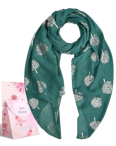 Heekpek Bufanda Pañuelo Cuello Mujer Elegante de Seda Fular Estampado Hoja Plata Apto para Cuatro Estaciones
