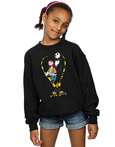 Disney Girls Nightmare Before Christmas Jack And Sally Love Sweatshirt 9-11 Years Black