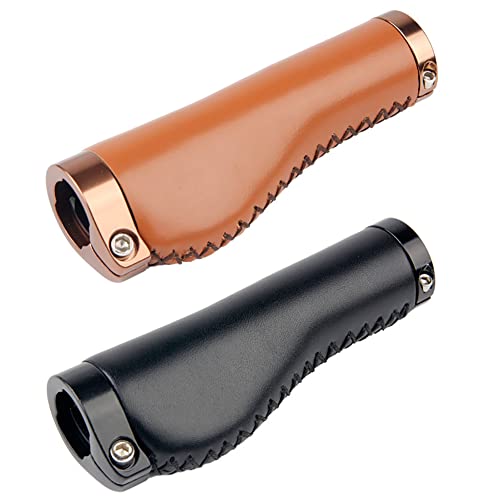 2Pcs Bike Handlebar Grips,Morechioce Bicycle Handle Bar Grips Non-Slip Adjustable Pu Leather Bike Handle Bar Accessories For Mtb Touring Folding Bike Handles,Brown #TOP2