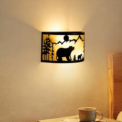 Rustic Bear Wall Sconces Farmhouse Industrial Wall Lamp, Indoor W...