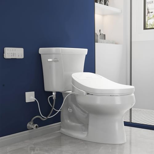 ZMJH A201S Bidet Toilet Seat, Electric Smart Heated Seat with Slow Closes, Vortex Wash, Warm Dryer, Rear and Front Wash, Warm Water, Remote Control, and Night Light, White (Elongated) - Thumbnail 7