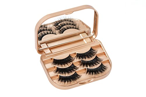 Eyelash Storage Case Lash Case Organizer With Makeup Mirror Frame Box, Magnetic False Eyelashes Case Eyelash Packaging Travel Case Eyelash Bag(Champion Gold) #TOP1