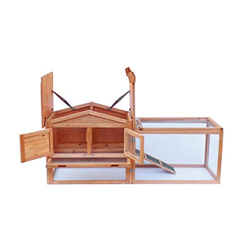 SHUTAO 61" Waterproof Two-Tier Wooden Rabbit Hutch Cage Chicken Coop House Bunny Hen Pet Animal Backyard
