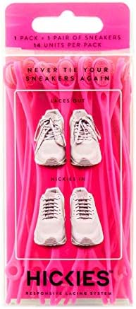 HICKIES 1.0 One Size Fits All Elastic No Tie Laces - Neon Pink (14 Shoelaces, Works in all shoes)